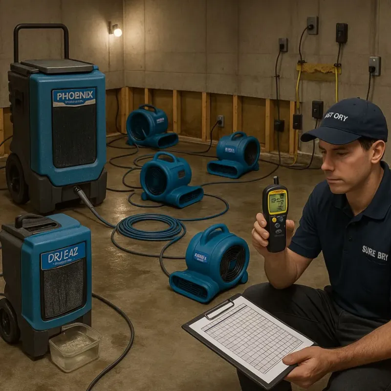 Structural Drying and Dehumidification process in Addis, LA
